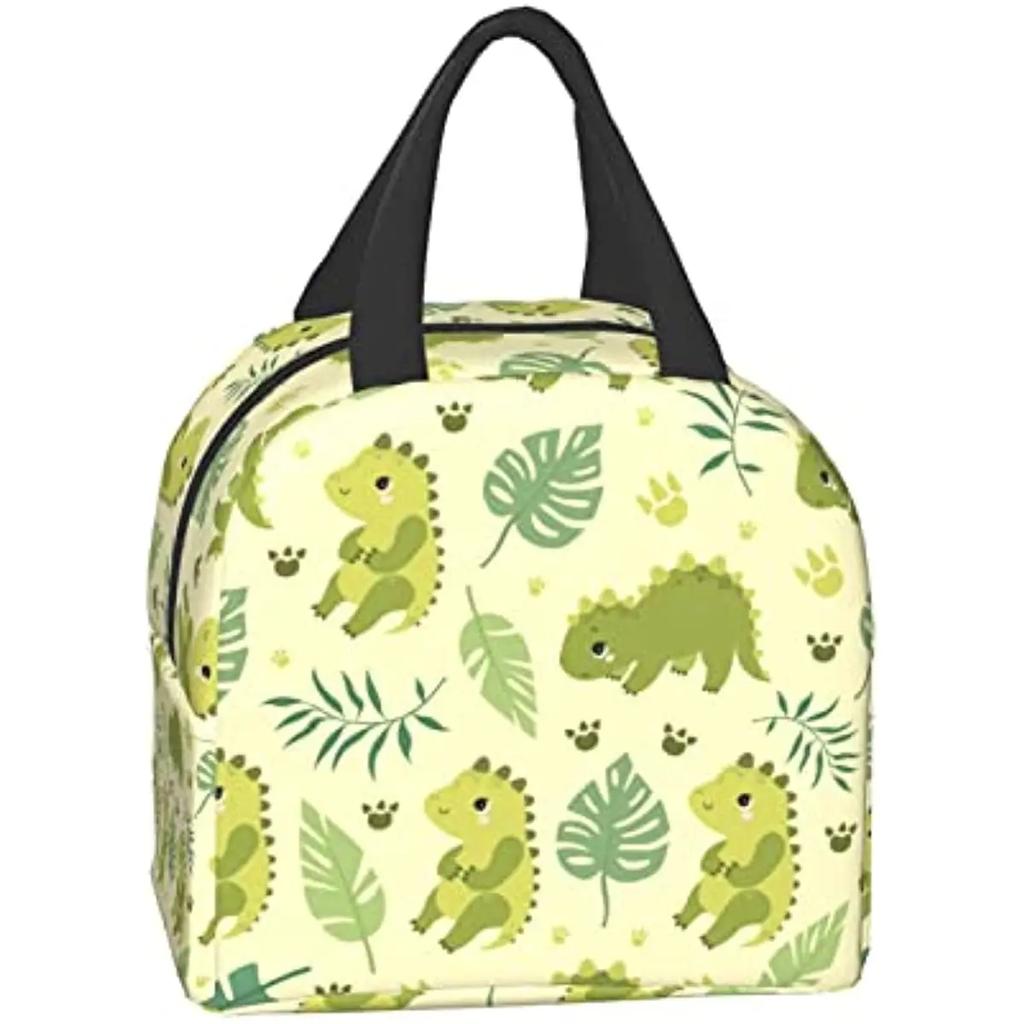 Niedliche Dinosaurier und Palmblätter Lunchbox Wiederverwendbare Lunchtasche Arbeit Bento Kühltasche Wiederverwendbare Tragetasche Picknickboxen Isoliert für Kinder
