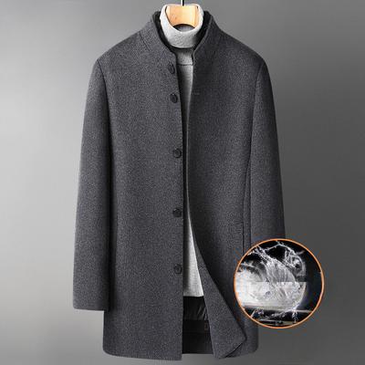 Mink Stand-up Collar Wool Coat, Removable Goose Down Lining, Double-sided Wool Coat, Men's Medium-length Cashmere Coat, Men's