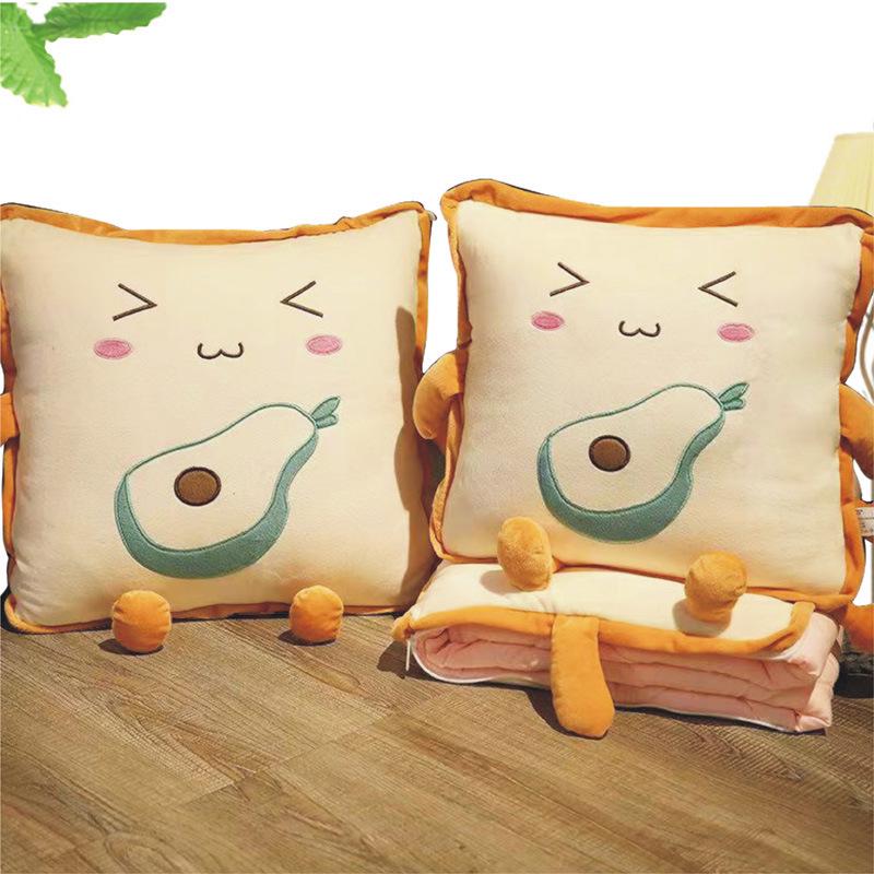 Two-in-One Embroidery Throw Pillow and Quilt: Logo Print Cushion for Bed, Car, Office, or Nap