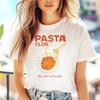 Pasta Pattern Basic Top Beach Vacation Casual Women's O-Neck Summer Versatile Short Sleeved Fashion Trend Cartoon T-Shirt