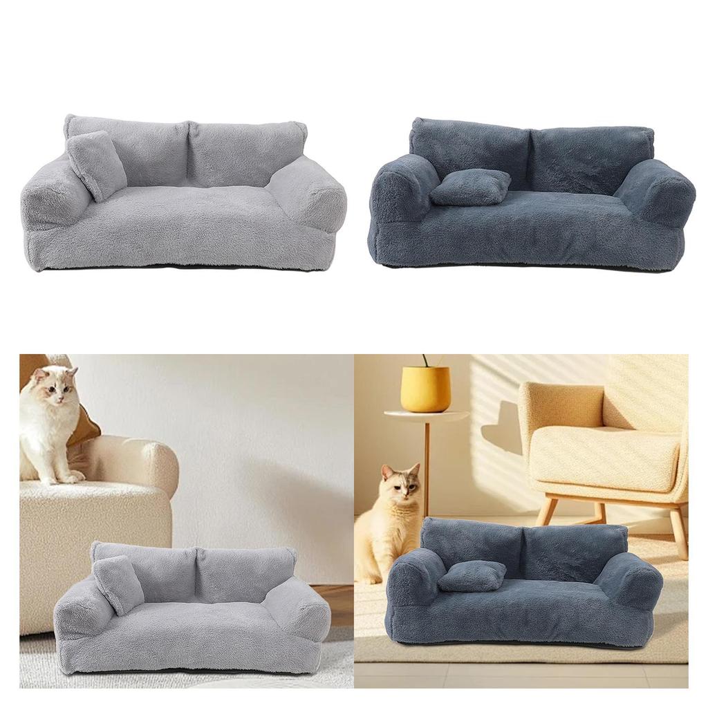 Pet Sofa Plush Comfortable Anti Skid Base All Seasons Rectangle Pet Supplies Dog Couch with Removable Cover for Kitten Pet Dog