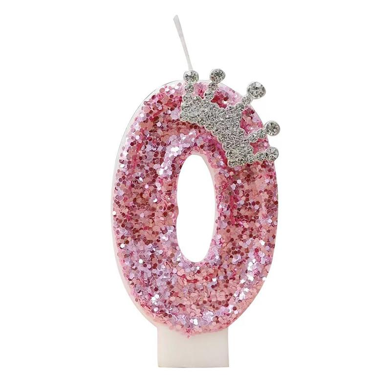 Cake Numeral Candles Birthday Candle Pink Colour Creative Candle Princess Crown Girl Happy Birthday Party Decoration