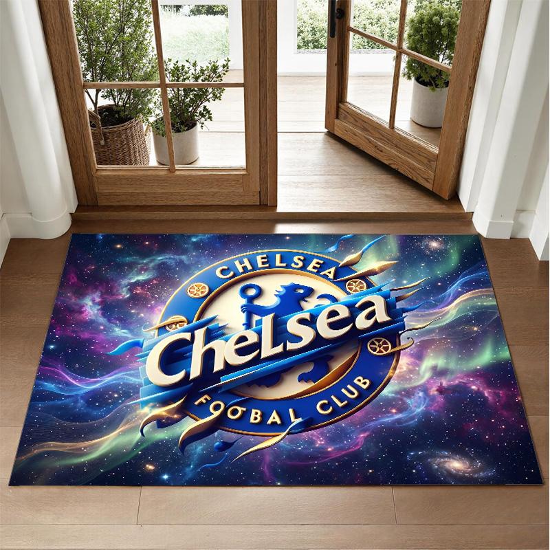 Chelsea FC Design Crystal Velvet Rug Soft Decorative Mat for Bedroom Entrance