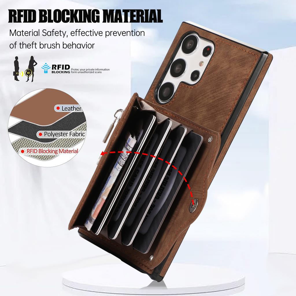 Business Zipper Cards Solt Wallet Leather Case For Samsung S26 Ultra S25 Plus S24 A26 A16 A06 A17 A07 Bag Pocket kickstand Cover