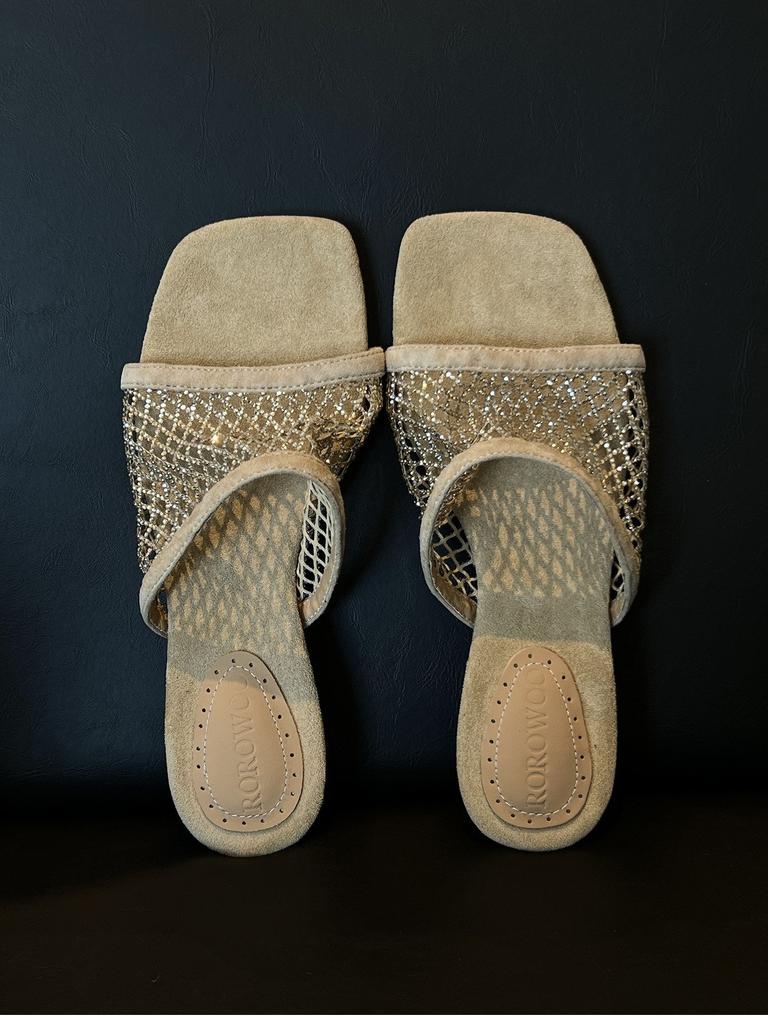 Anti-slip Shoes with Square Toe, Net Fabric, Women's New Style, Open-weave Summer Slippers Devotion