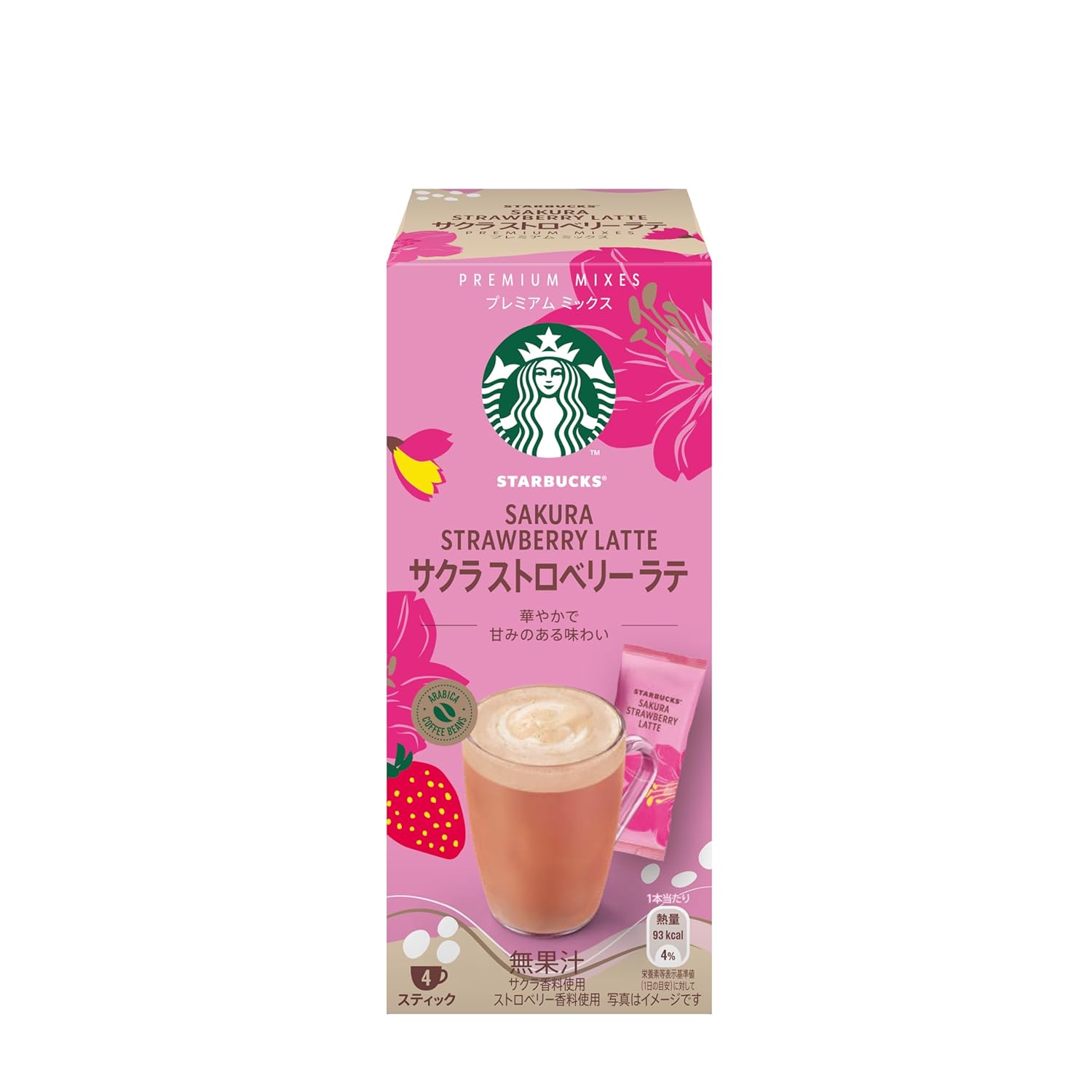 Nestle Starbucks Premium Mix Sakura Strawberry Latte 4P 3 packs Stick Individually Wrapped Instant