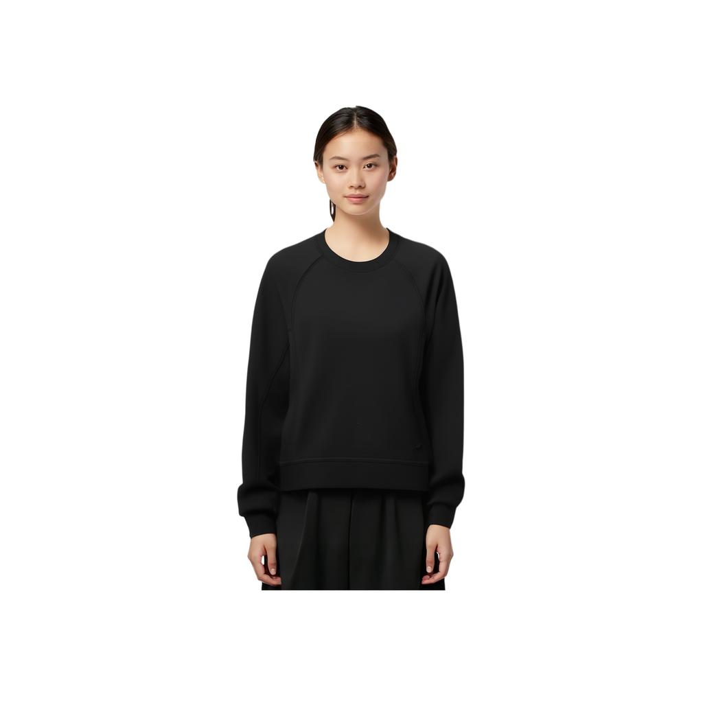 Li-Ning Solid Color Round Neck Pullover Long Sleeve Sweatshirt Women Sweatshirt Black AWDU144-5
