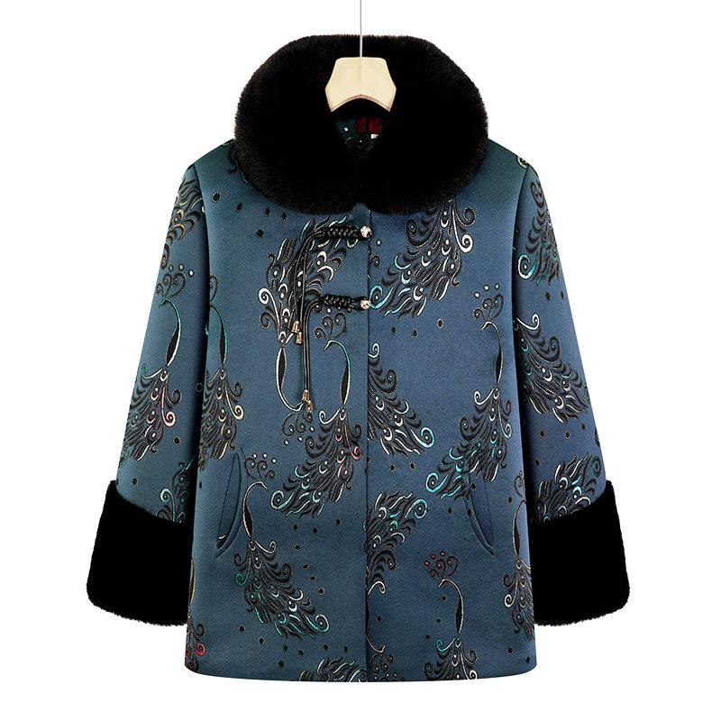 Grandma s Velvet-Lined Winter Coat - Perfect for Women 60+ XL синий