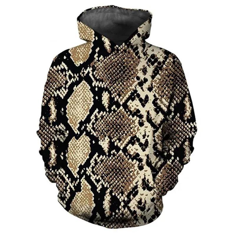 Unisex Übergroßer Kapuzenpullover, Schlangenhaut 3D-Druck, Lässiges Streetwear Sweatshirt Top