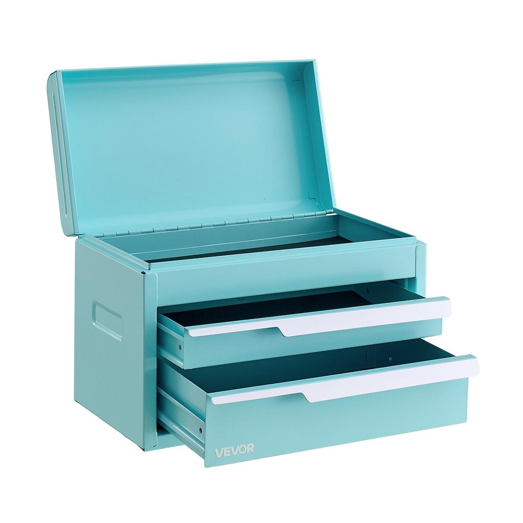 VEVOR Steel Tool Box with 2 Drawers and Top Storage Portable Metal Toolbox, for Garage Workshop Repair Shop Workbench, Magnetic Design