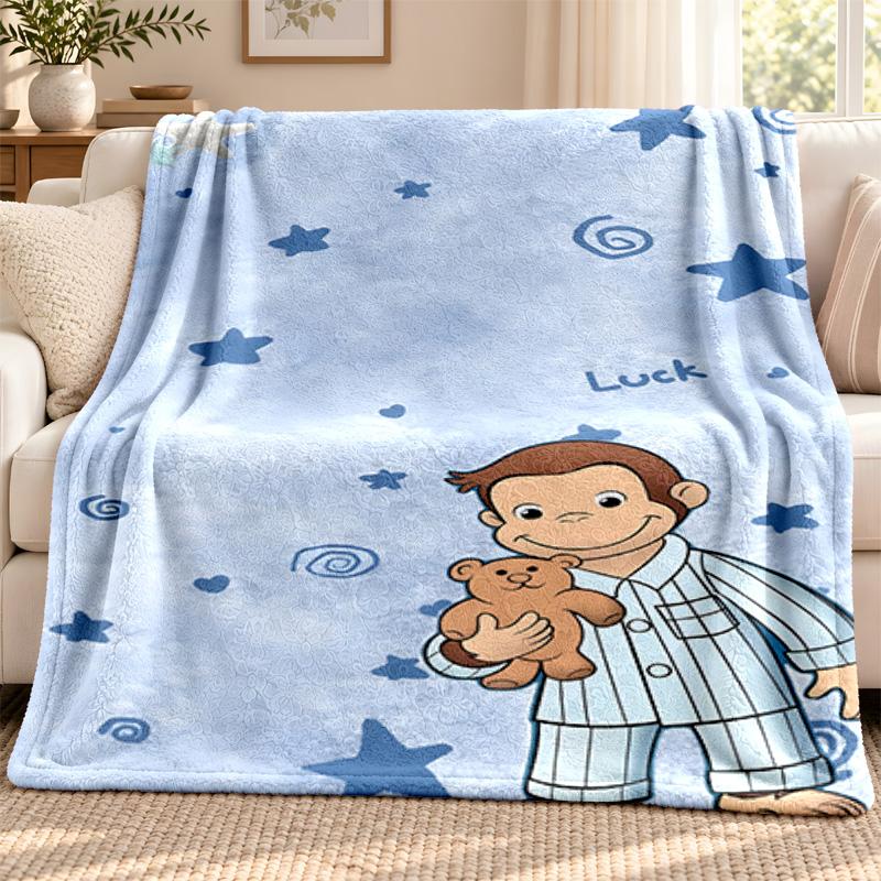 Curioso George blanket Flannel Blanket Soft Cozy Plush Throw for Sofa Bed Lightweight Home Decoration Outdoor camping