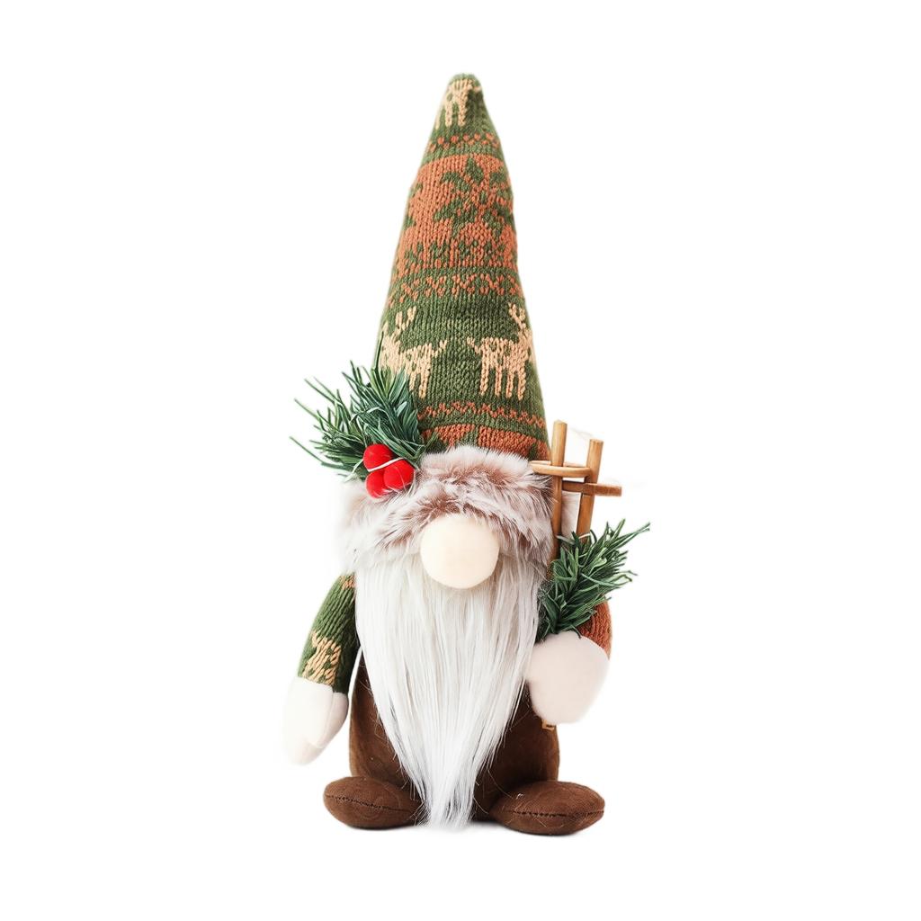 Christmas Gnome Couple Dolls with Knitted Hats, Faceless Ornaments for Store Window Display