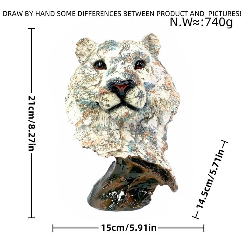 Resin Leopard Head Sculpture Decorative Figurine Living Room Office TV Cabinet European Style Animal Art Statue