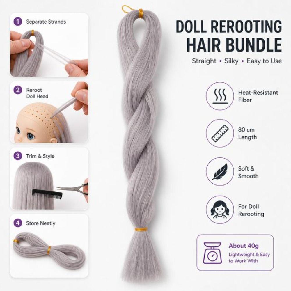 80cm Heat-Resistant Fiber Doll Hair Hand-crocheted Doll Hair for BJD SD Doll Doll Hair