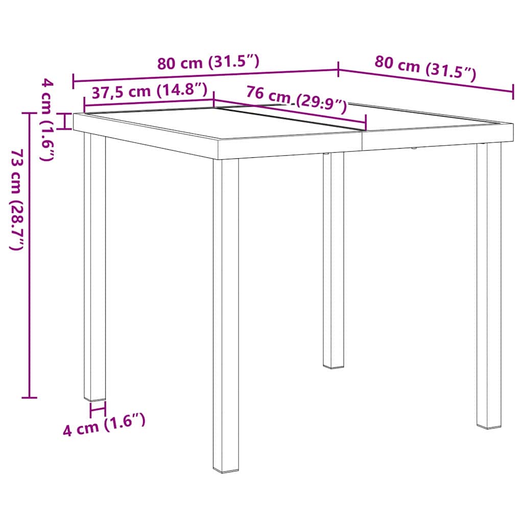 Outdoor Table Black 80 x 80 x 73 cm Metal