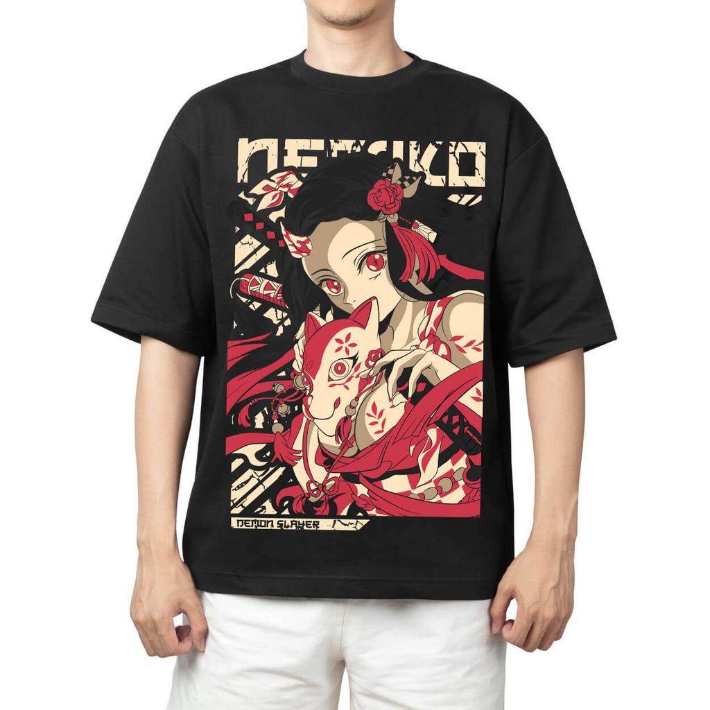 2026 New Demon Slayer Nezuko Kamado Traditional Printed Short Sleeve T-shirt Men's and Women's T-shirt Men's Tops Sport T-shirt