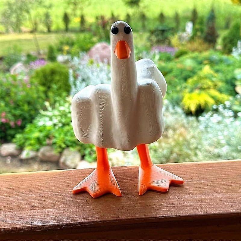Middle Finger Duck Resin Ornament, Funny Middle Finger Duck Figurine Funny Middle Finger Duck Statue Decoration Middle Finger Duck