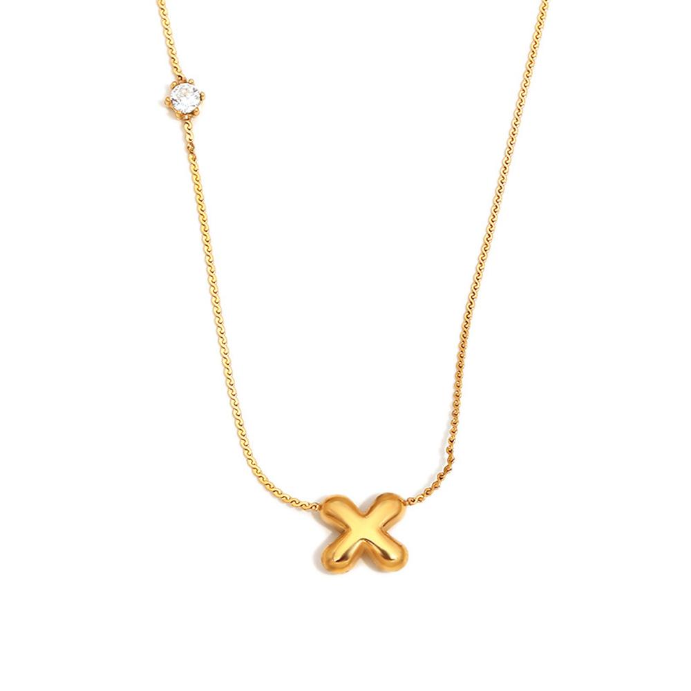 

Round Zircon Bubble Letter Necklace Waterproof Women Decoration 2025 Trend Initial Pendant Stainless Steel Necklace Punk Zircon