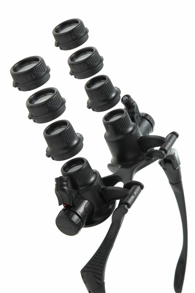 Phoenix Loupe 15x 20x 4 Types of Lenses 2 LED Lights Headband Included Term Warranty 45 Magnifying Glass Loupe Black Glasses-type [10x & & & 25x] /