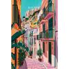 Retro Spain Cityscape Poster Nordic Style Canvas Print Coastal Architecture Art for Wall Decor