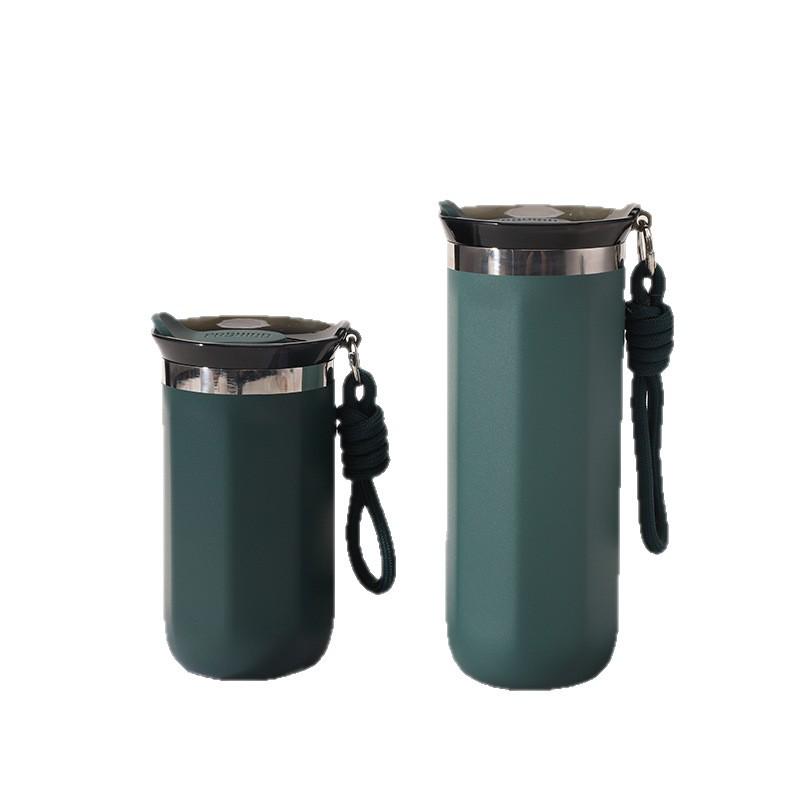 304 Stainless Steel Vacuum-Insulated Travel Coffee Cup with Lanyard for Hot and Cold Drinks