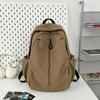 Vintage Solid Color Schoolbag  New Water-Resistant Large Capacity Student Backpack for High School