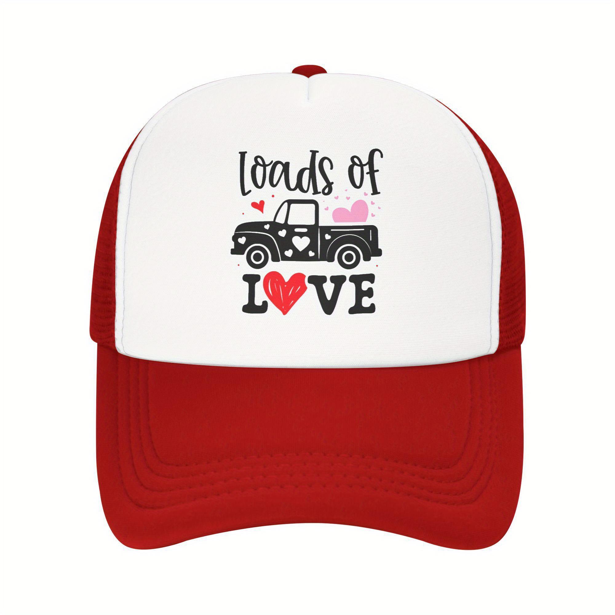 

Loads of Love Truck Valentine Graphic Trucker Hat Polyester Mesh Casual Unisex Adult Cap One Size