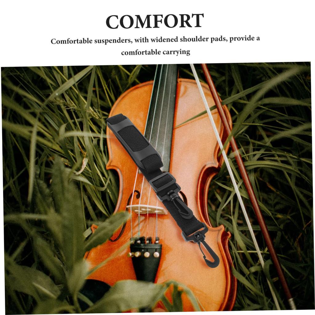 NOLITOY Violin Case Strap 80cm Shoulder Belt Replacement Strap with Shoulder Plastic Black Pad, Lightweight, Hook,