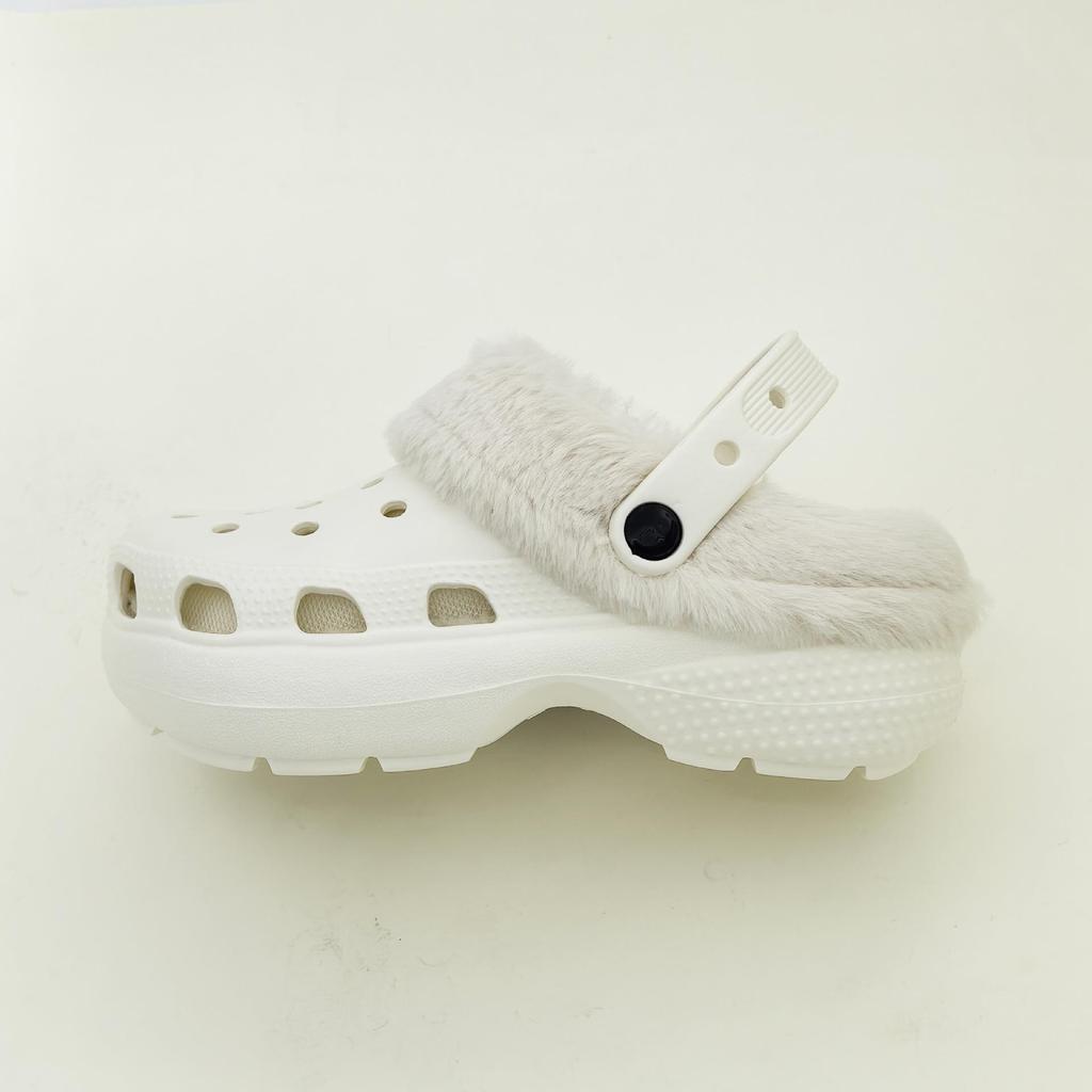 Women's Fleece-Lined Detachable Cotton Slippers - Autumn/Winter Fur Shoes with Hole Design