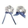 Hair Rope Fluffy Hair Volume Booster Widened Pleated Design Satin Bow Ribbon Hair Tie Pastoral Style Hair Accessory