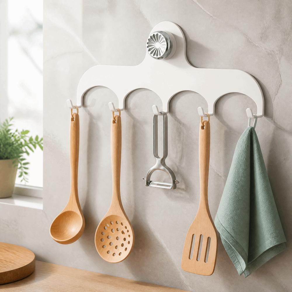 No Drill Suction Cup Kitchen Hooks Space Saving Storage Organizer Household Use
