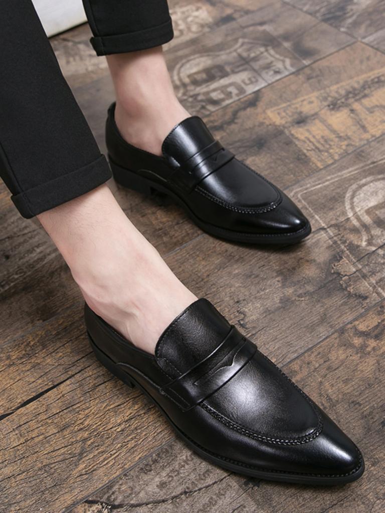 Small Leather Shoes Lazy Pointed Hair Stylist British Block Business Dress Casual Shoes