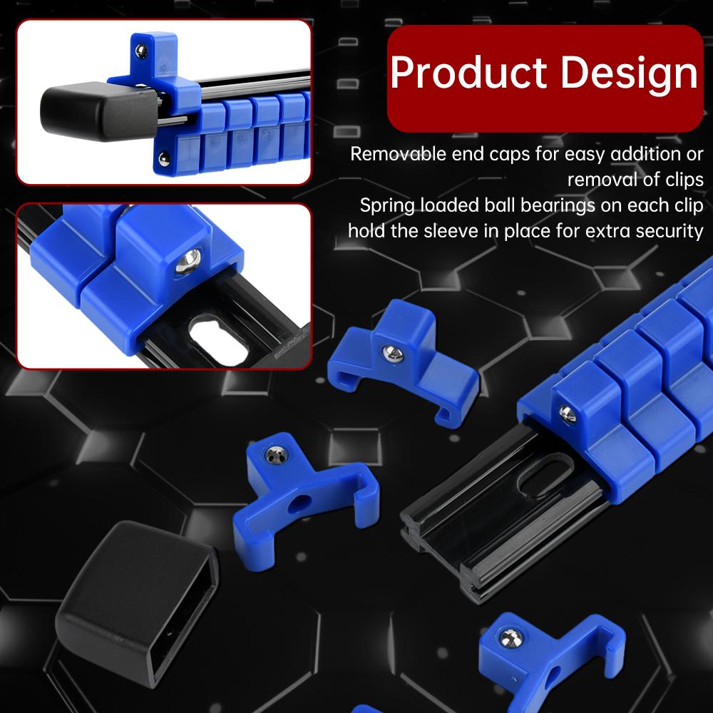 Organised Hand Sleeve Racks Tool Storage Socket 1/4" 3/8" 1/2" Multiple Sizes Holder Removable Design-Smooth Sliding and Durabl