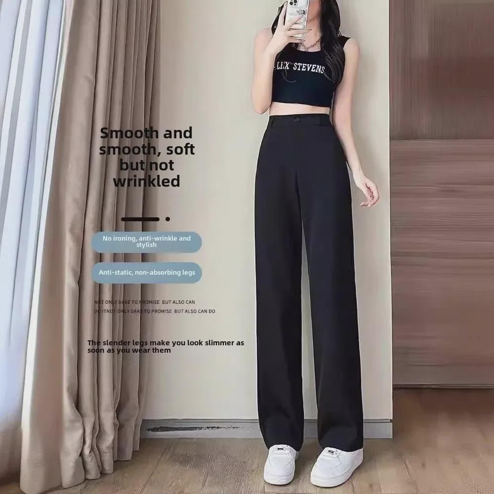 

Женские черные широкие летние брюки с высокой талией (2024) XXL