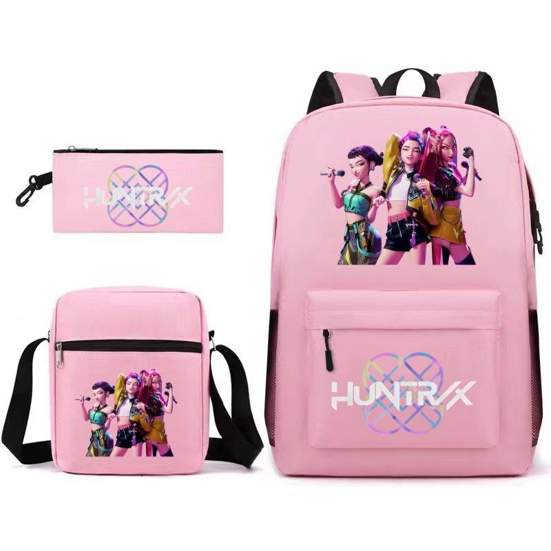 Kpop Witch Hunters Printed Student School Bag Backpack Shoulder Pencil Case Three-Piece Set Three-piece set