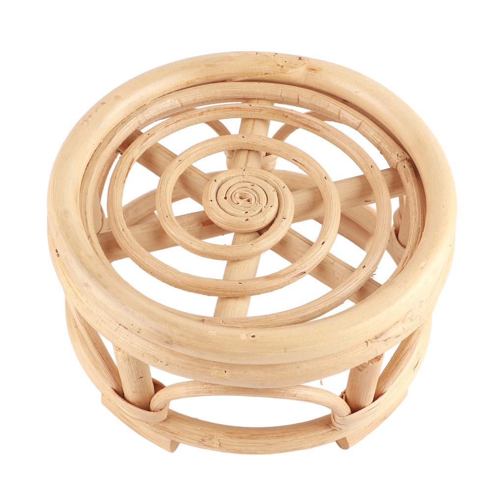 Rattan Indoor Plant Stand Round Shape Natural Plant Rack Handmade Rattan Planter Stand for Home Garden Yard Small