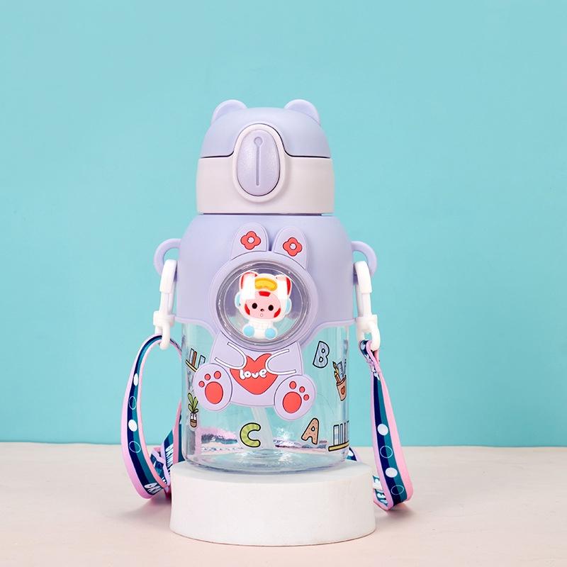 Cute Cartoon Water Bottle For Students With High Capacity And Portable Design