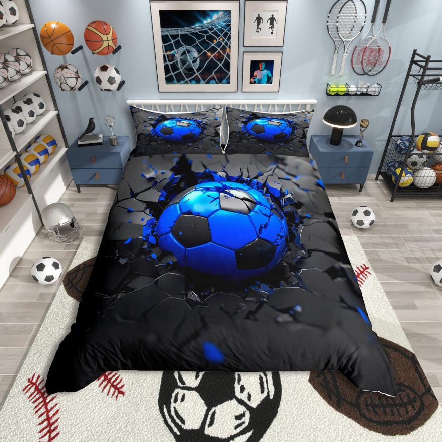 

Homewish Kids Handball Duvet Cover SetTeens Sports Bedding SetWatercolor Splashing Ink Bed Set For Boys EU King(240*220cm)3pcs