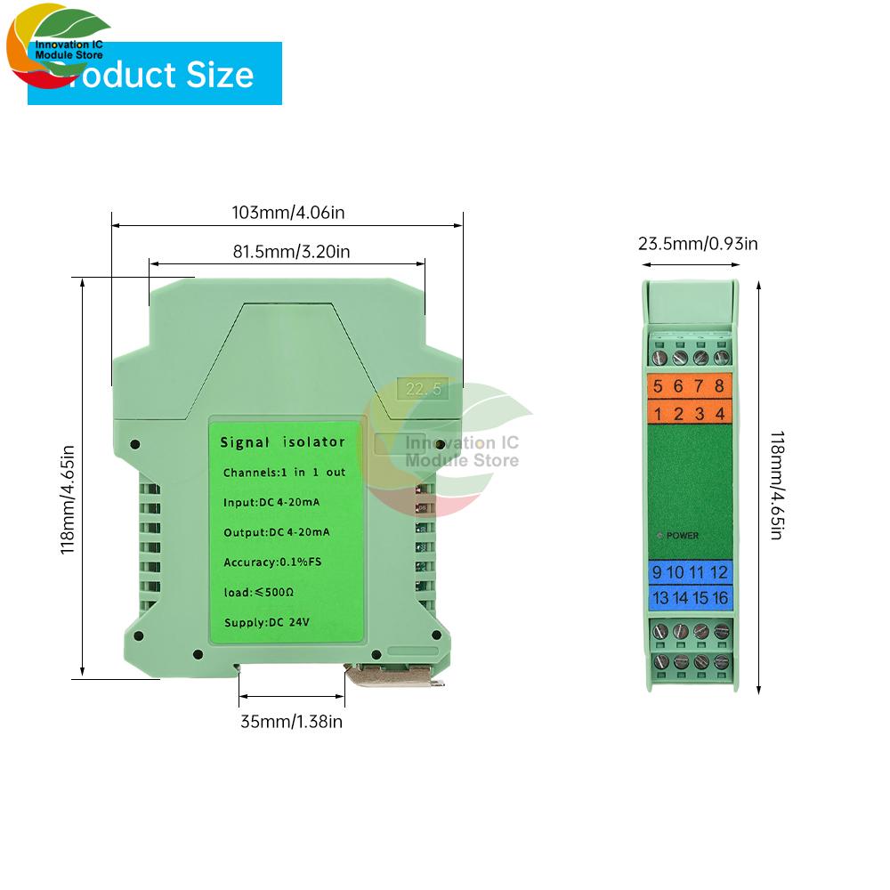 DC 24V Signal Isolator 1 In 1 Out/1 In 2 Out/2 In 2 Out Isolator Distribution Signal Separator Barrier Distribution Module