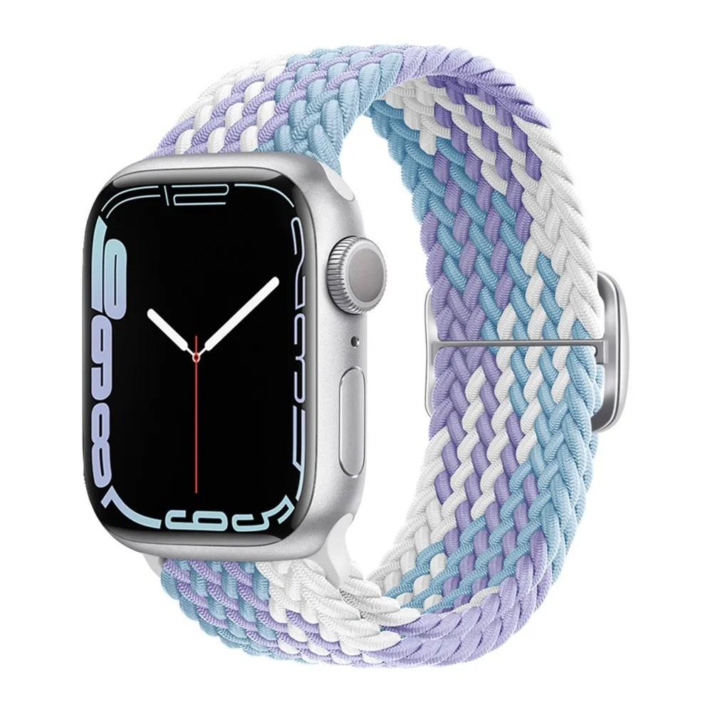 Braided Bracelet for Apple Watch Ultra 3 2 49mm 11 10 42/46mm Nylon Elastic Belt Bracelet for 9 8 7 41mm/45mm 6 5 4 SE3 40/44mm