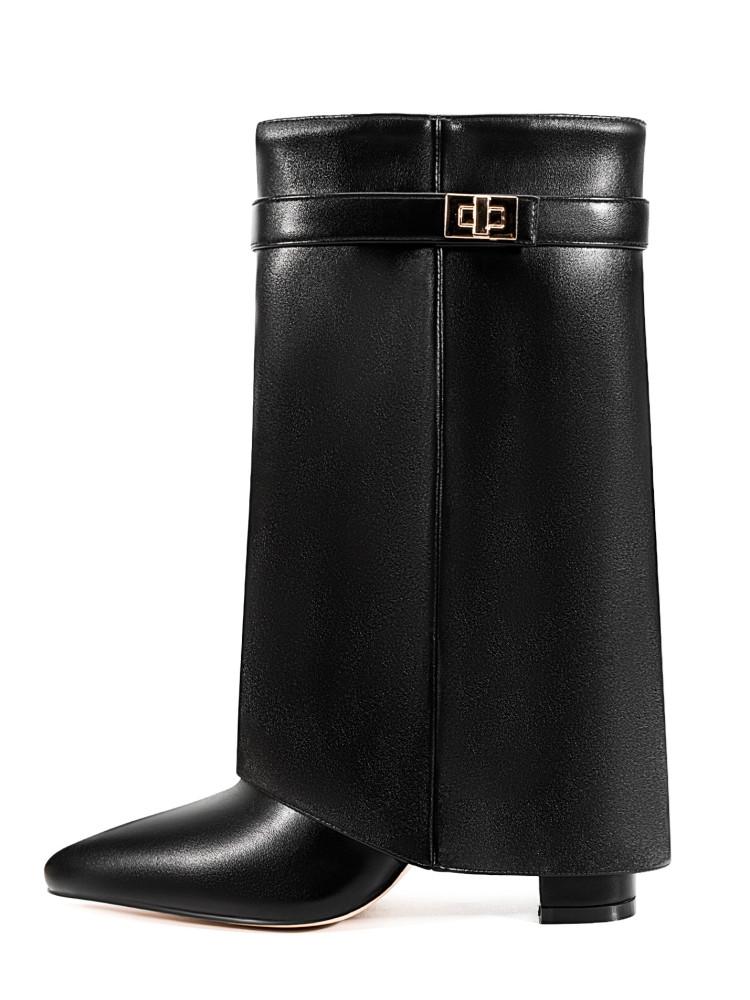 Nuovi Stivali da Donna Autunnali e Invernali a Punta Alti fino al Ginocchio, Stivali Lunghi con Tacco Spesso, Stivali alla Moda a Vita Media