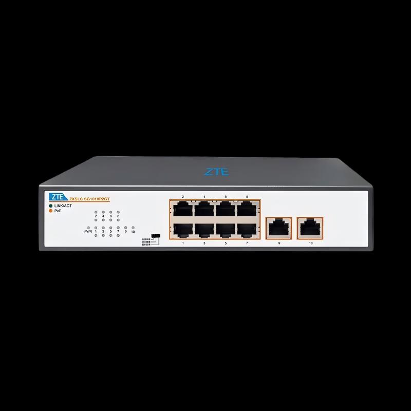 

ZTE 10-Port Unmanaged Fast Ethernet PoE Switch with 2 Gigabit Uplinks