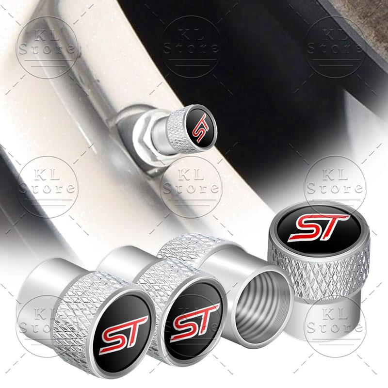 ST Logo Car Tire Valve Bolt-in Wheel Valve Stem Dust Cap Cover Accessories For Ford Fiesta Focus Mondeo Kuga Ranger Ecosport 4Pc