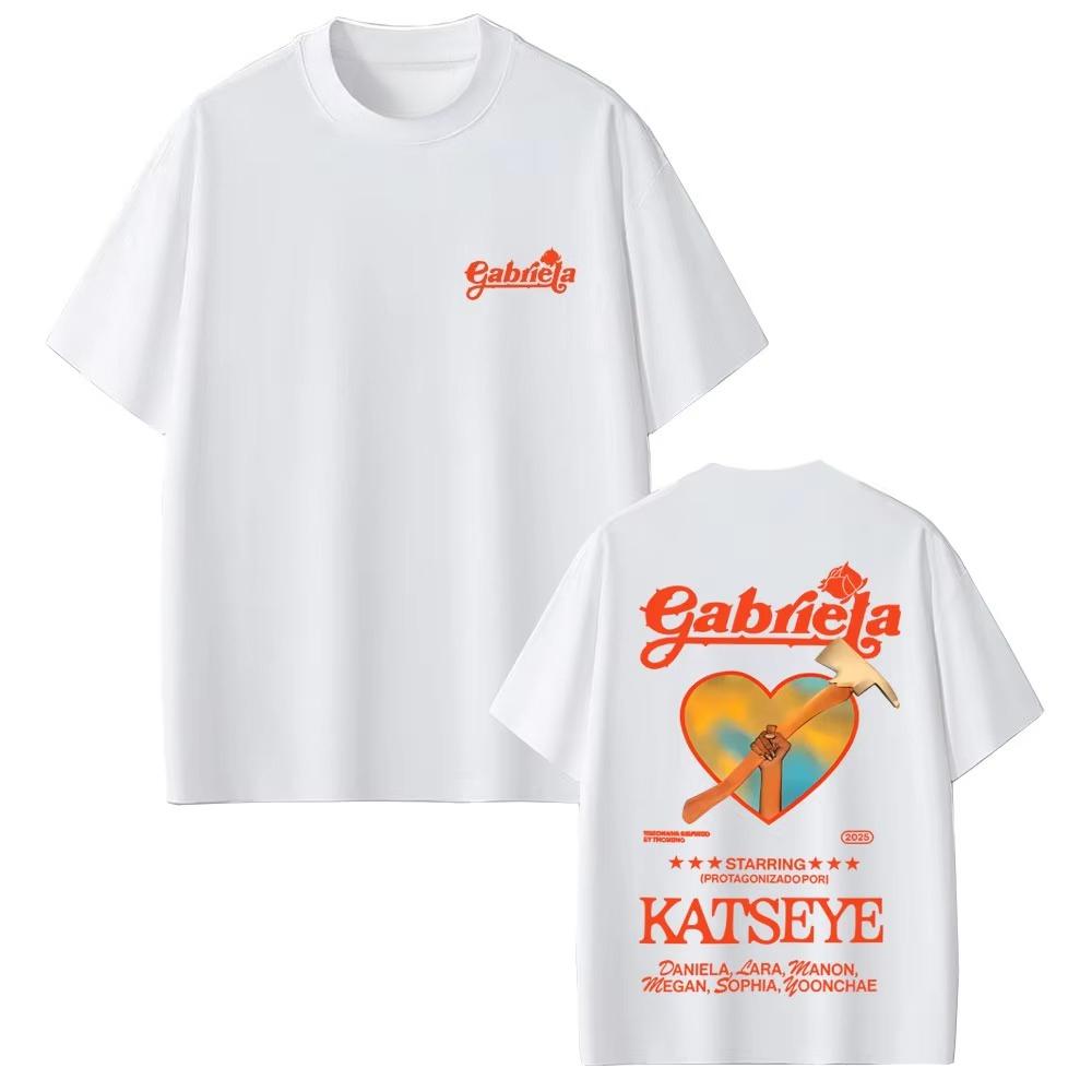 Korean Kpop Katseye Gabriela Graphic Top Men Women Hip Hop 2026 Spring summer new Fashion Casual Cotton Vintage Tshirts