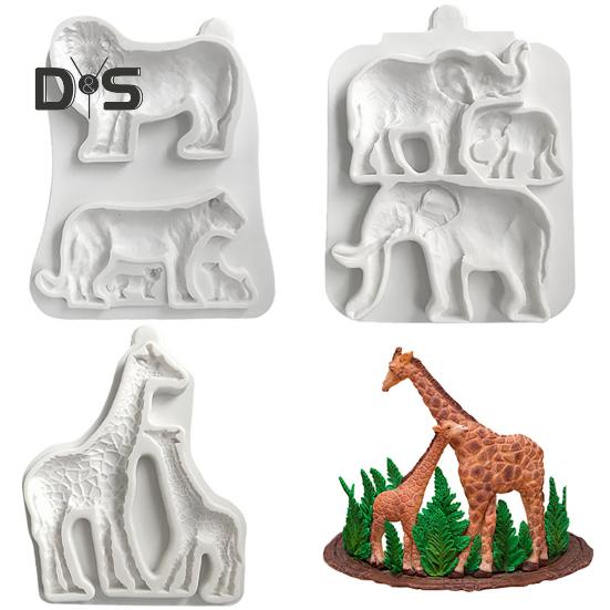 3 stilar Fondantform Flexibel Slitstark Elefant Lejon Giraffe Kexform