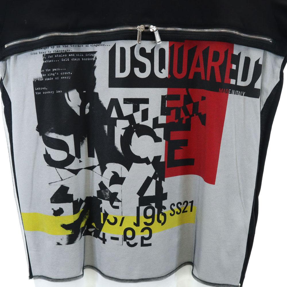 Unused DSQUARED2 Made In Italy Short Sleeve Mesh Layered T-shirt XS Black Men's Used