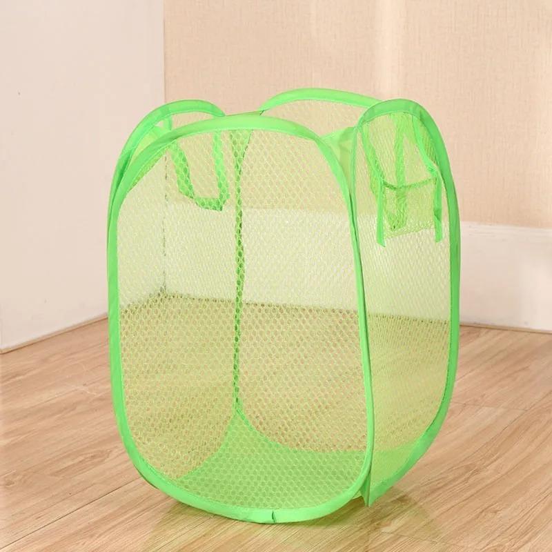 

Складная цветная сетчатая корзина для грязной одежды бытовая сетчатая корзина для грязной одежды корзина для хранения ведро для хранения бельевая корзина зелёный
