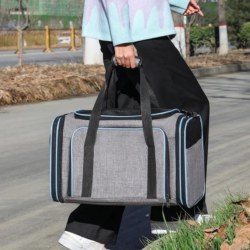 Portable Cat Carrier Airline Approved Pet Handbag Foldable Soft-Sided Cat Cage Expandable Pet Travel Bag Breathable Pet Dog Bag
