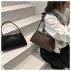 Women's Woven Texture Faux Leather Shoulder Bag, Soft Handbag with Single Strap, Casual Square Crossbody Purse