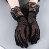 Gothic Sunscreen Black White Short Driving Mesh Gloves Lace Gloves Bridal Gloves Tulle Mittens